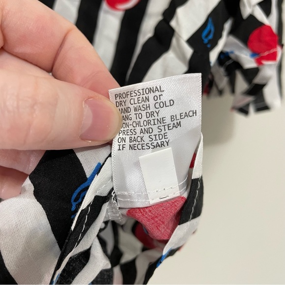 Cynthia Rowley Retro Tie Front Cherry and Stripe Blouse Size L - Picture 5 of 7